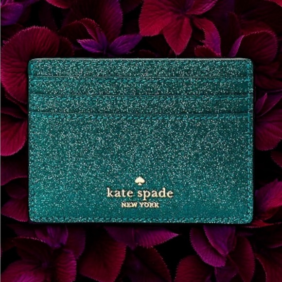 Kate Spade Teal Glimmer Small Slim Card Holder NWOT - Picture 1 of 3
